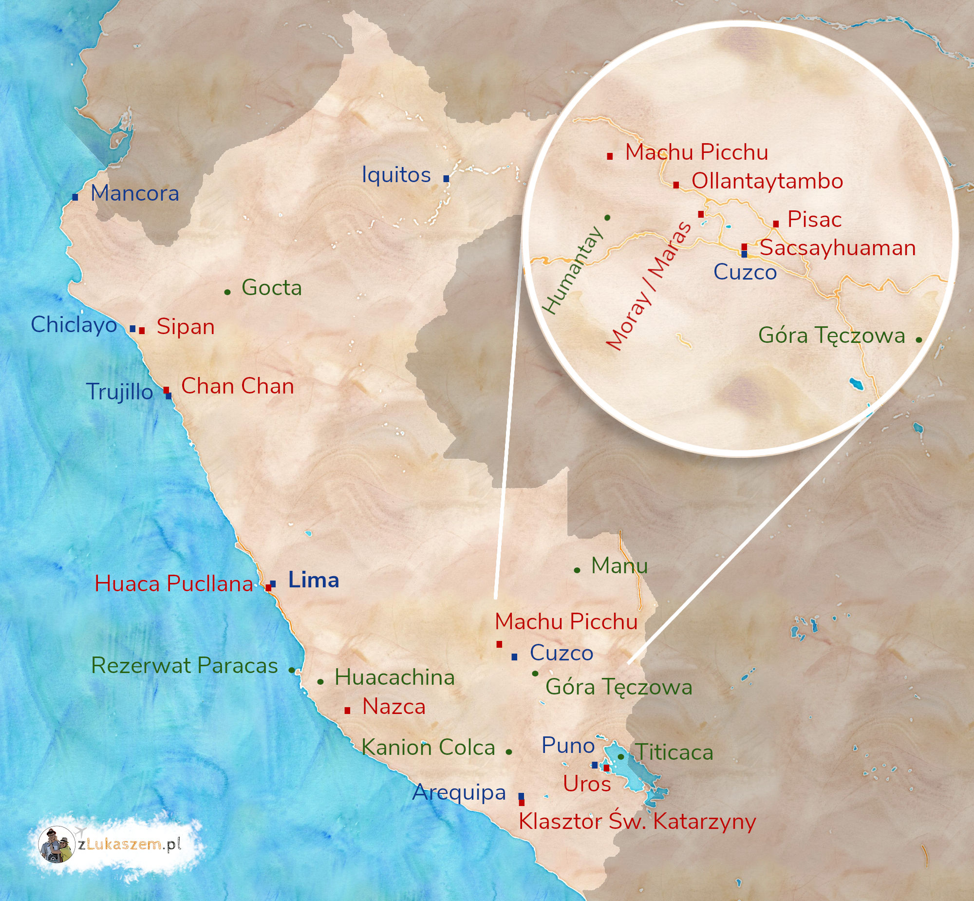 Peru atrakcje mapa