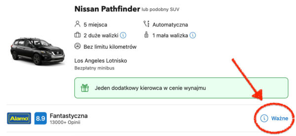 Wynajem auta w USA - szczegóły