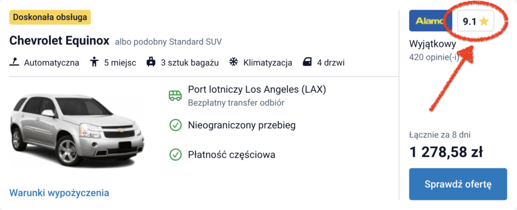 Wynajem auta w USA - opinie