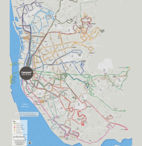 Mapa transportu publicznego Liverpoolu