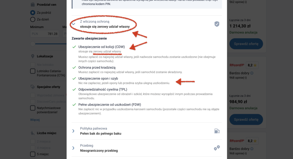 Warunki wynajmu na Sycylii - udział własny i depozyt