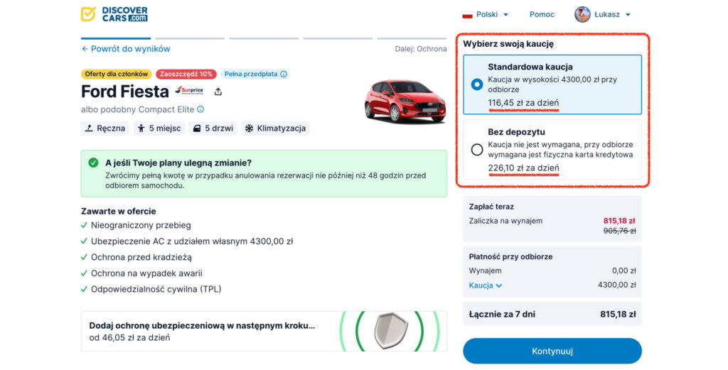 Porównanie cen na Rodos - wynajem auta bez depozytu i z depozytem